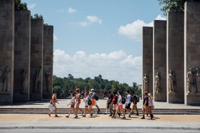 New and potential Virginia Tech students touring campus