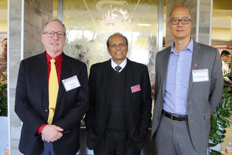 2019 Research Symposium keynote speakers Steven Austad (left) and Timothy M. Fan (DVM '95; right) with Ansar Ahmed, associate dean of research and graduate studies